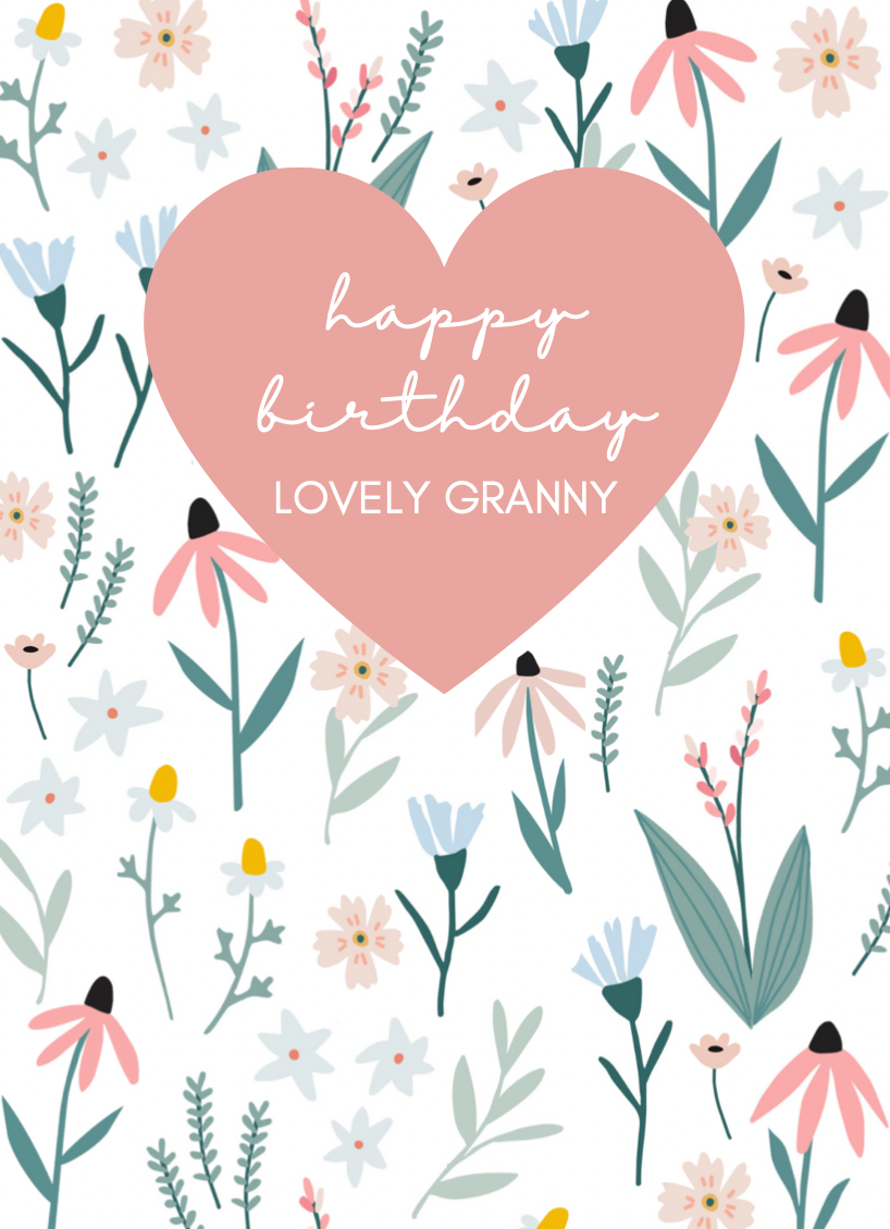 Fleur Scattered Flowers Lovely Granny Birthday Card