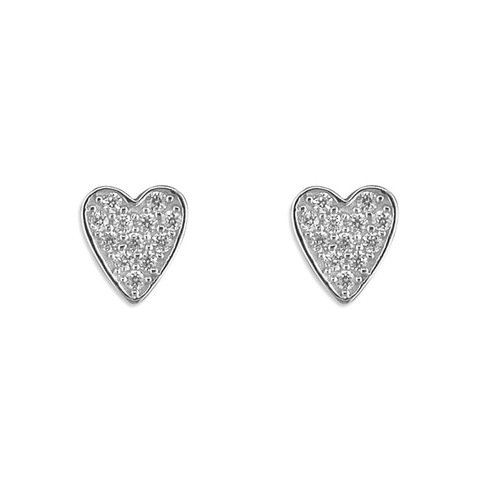 Twinkly Heart Sterling Silver Stud Earrings