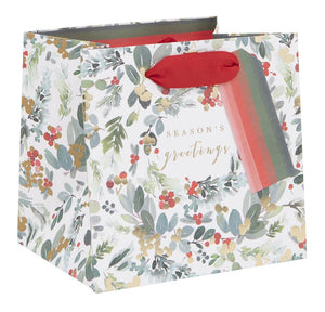 Christmas Foliage Small Gift Bag In White