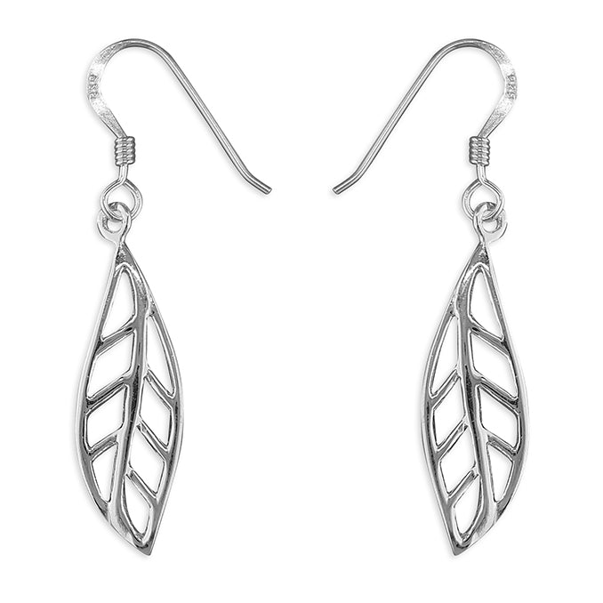 Sterling Silver Leaf Drop Earrings