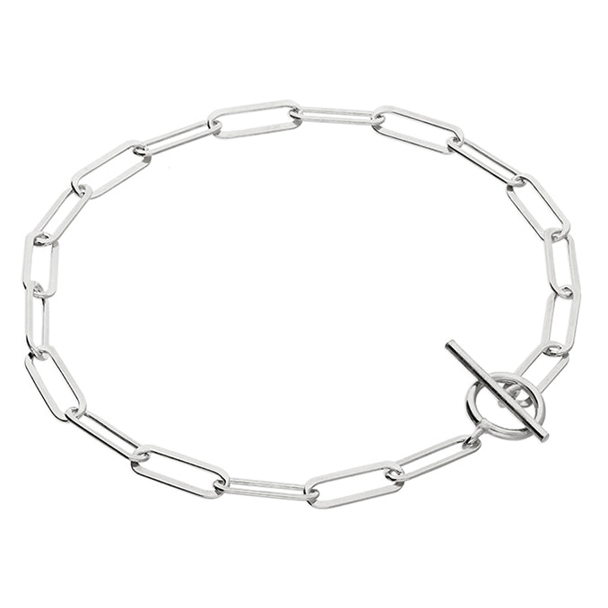 Sterling Silver Flattened Oval T-bar Bracelet