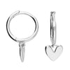 Sterling Silver Heart Charm Huggie Hoop Earrings