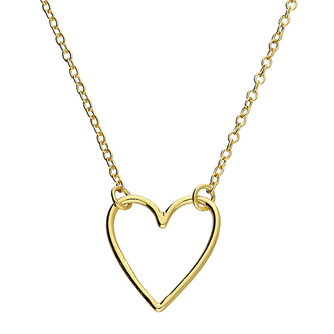 Gold Plated Sterling Silver Small Open Heart Necklace