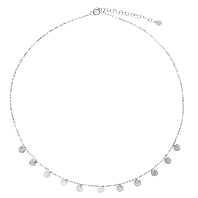 Sterling Silver Textured Discs Necklace