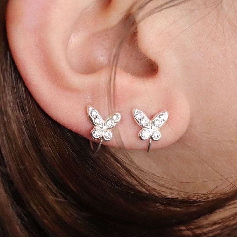 POM Sterling Silver Crystal Butterfly Ear-Cuff Earrings