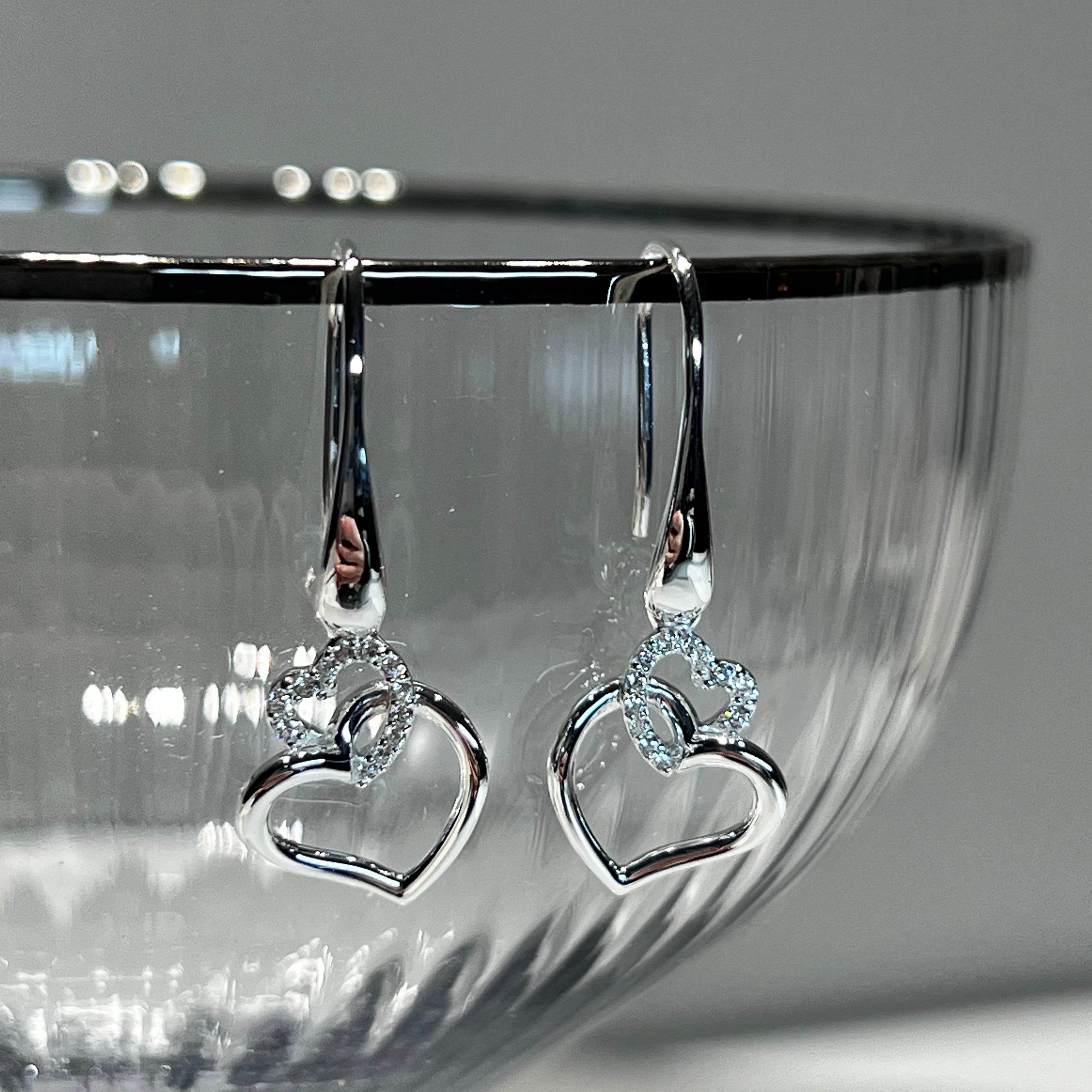 Unique & Co Sterling Silver Linked Heart Earrings