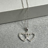 Sterling Silver Double Cubic Zirconia Heart Necklace