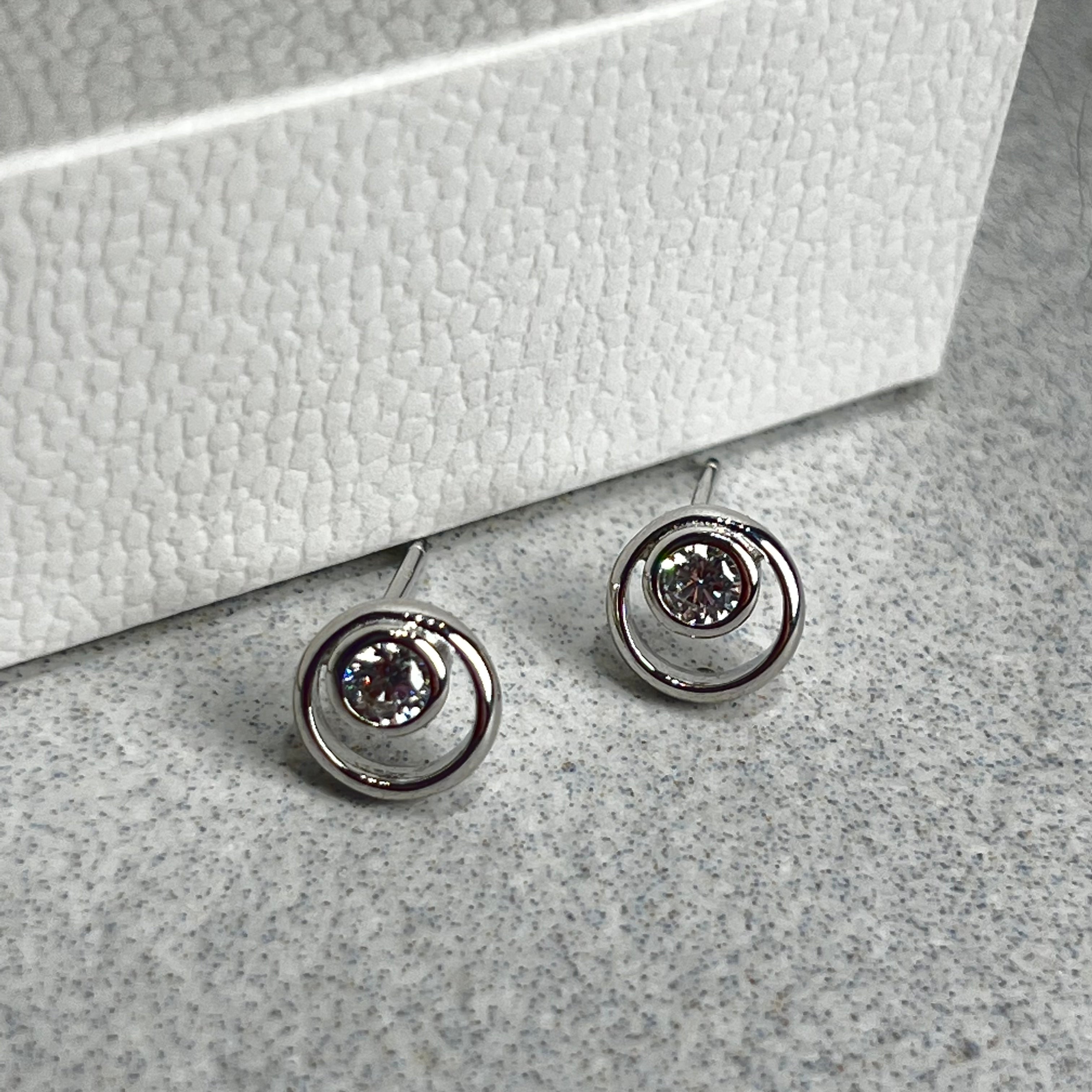 Sterling Silver Cubic Zirconia Stud Earrings