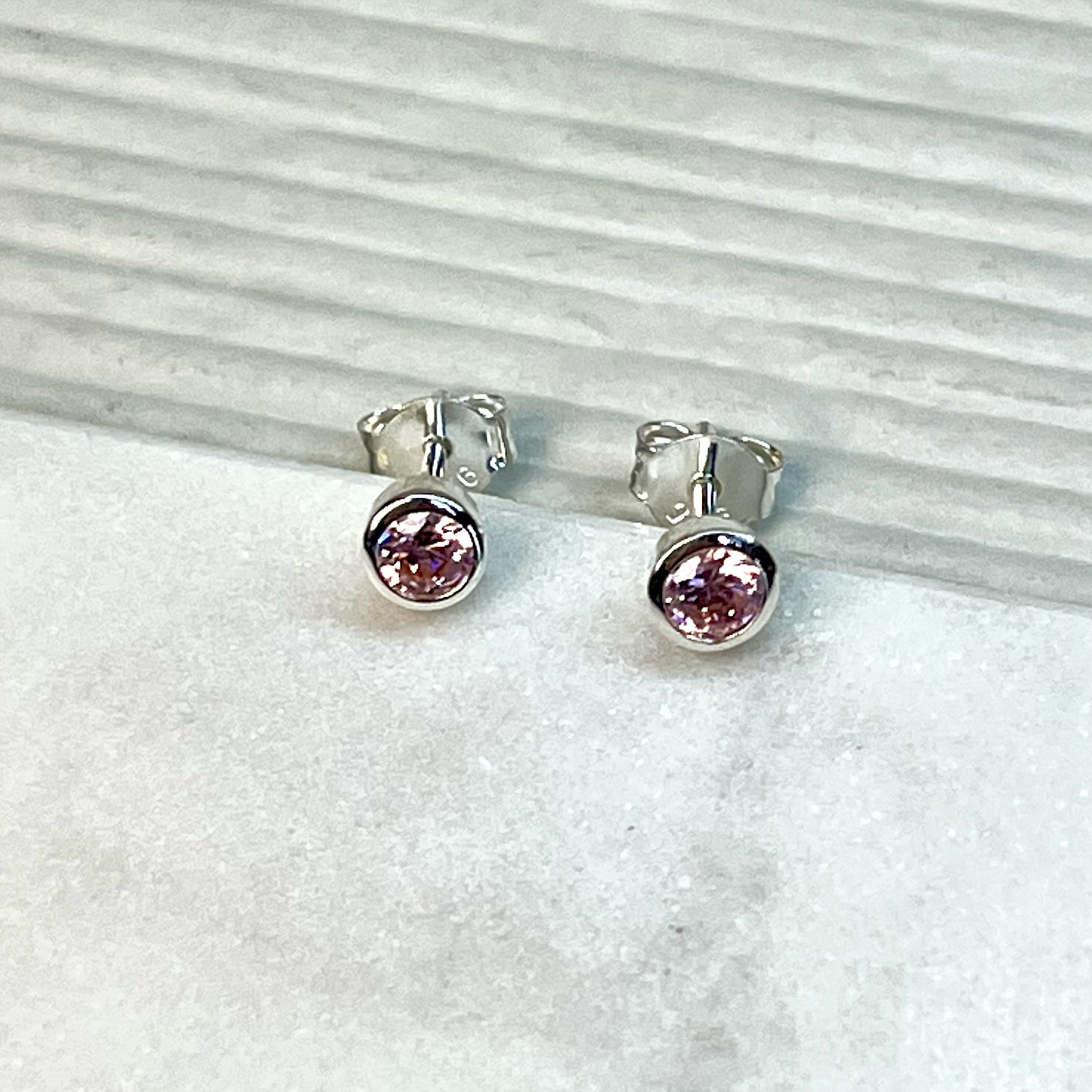 October Birthstone - Rose Pink - Care & Affection - Stud Earrings