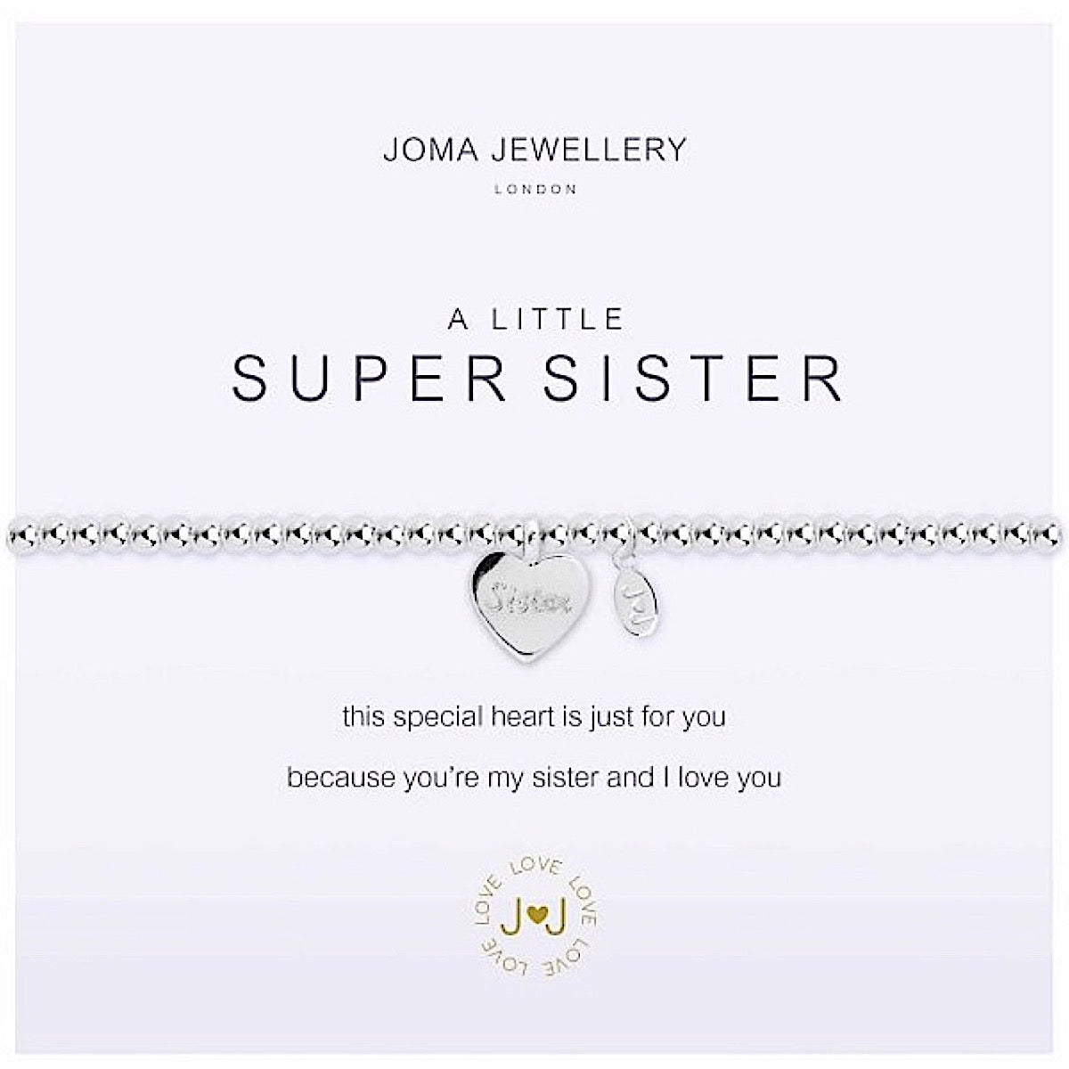 Joma Jewellery a little Super Sister Bracelet - heart