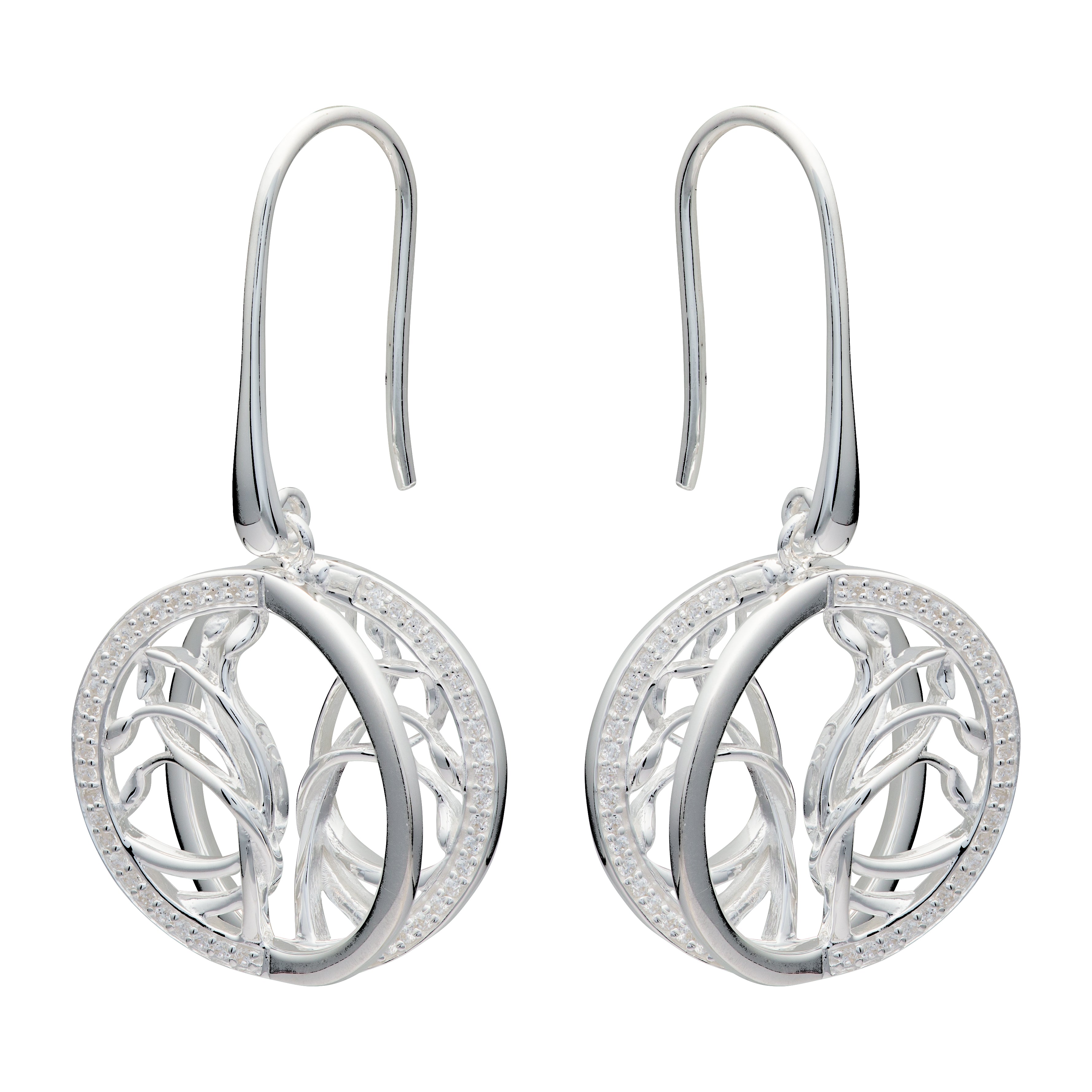 Unique & Co Silver Zirconia Tree Earrings