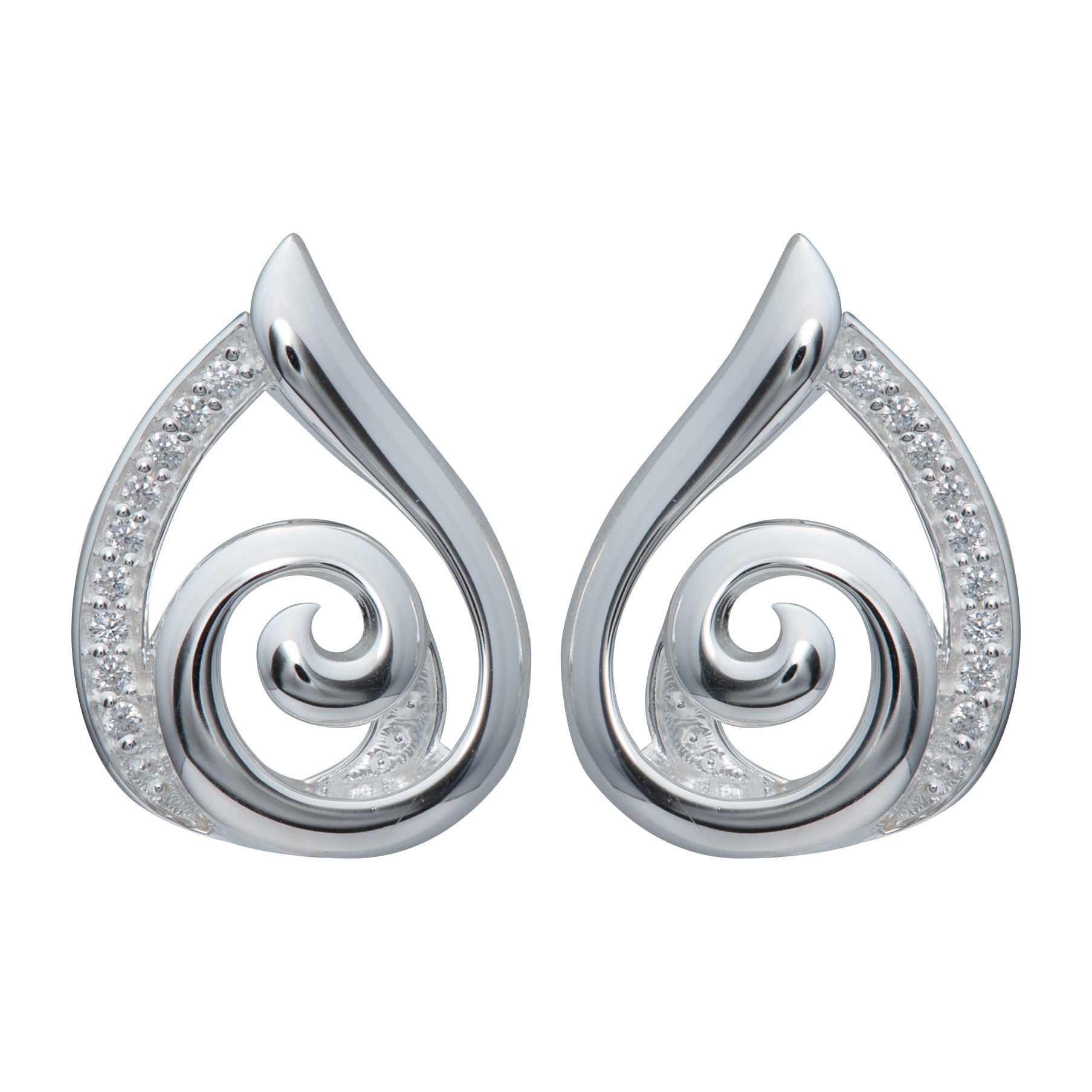 Unique & Co Silver Zirconia Swirl Earrings