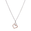 Unique Silver & Rose Gold Linked Hearts Necklace