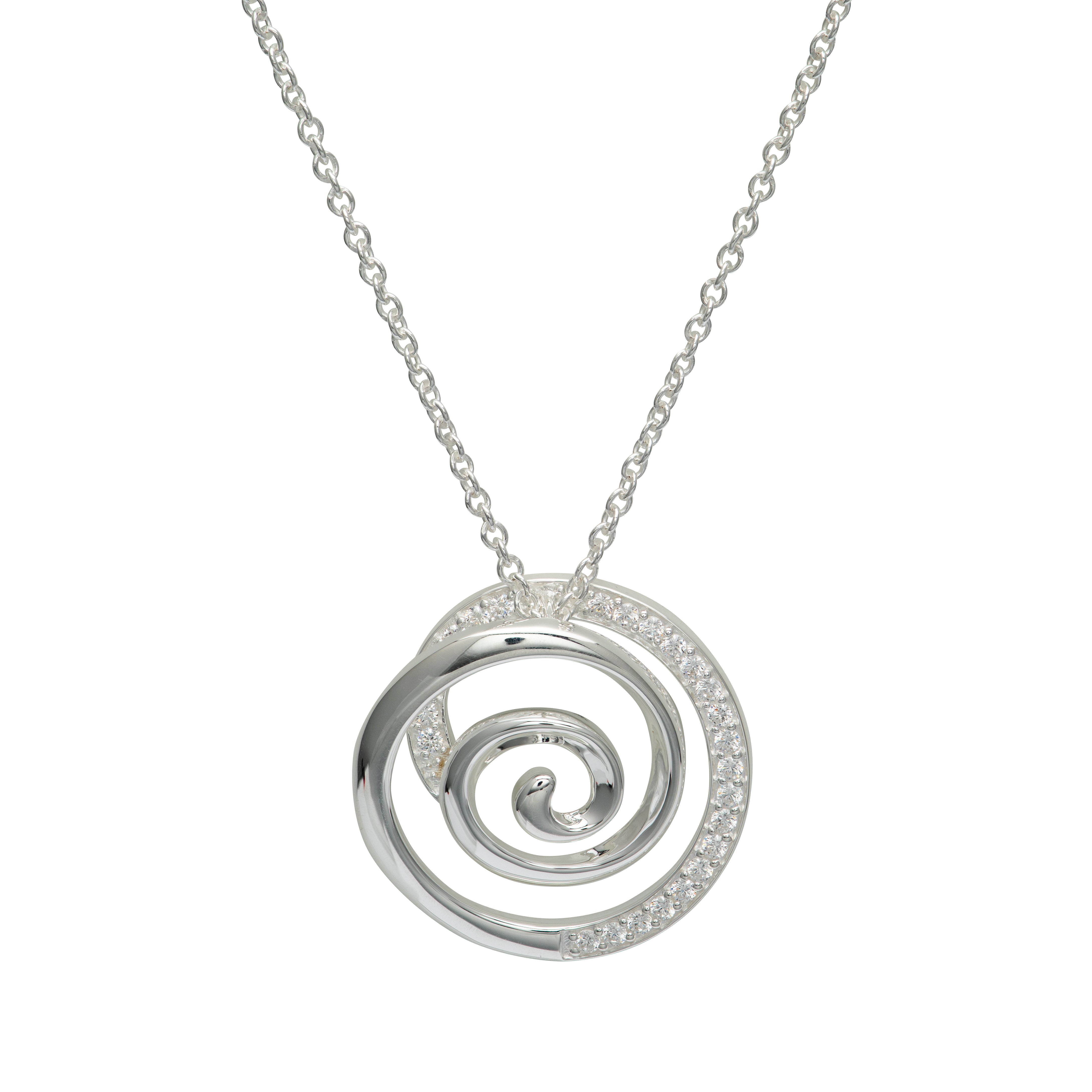 Unique & Co Silver Zirconia Circular Swirl Necklace
