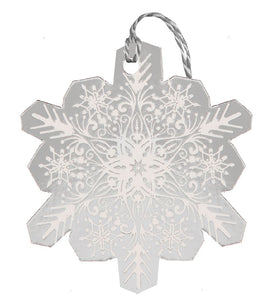 Glick Pack of 6 Luxury Christmas Gift Tags - Silver Snowflake