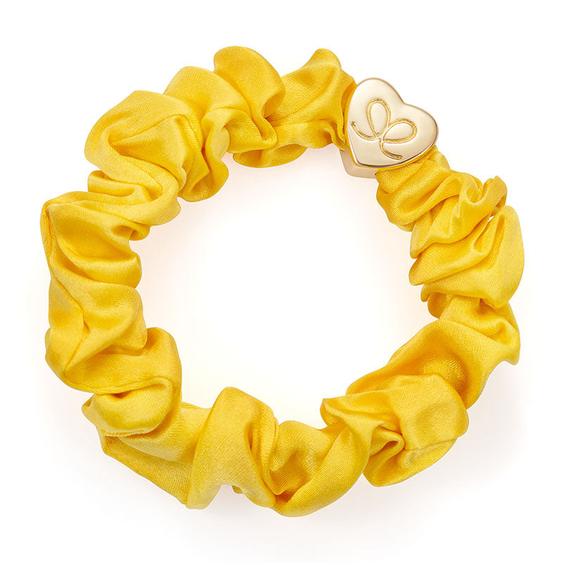 Mellow Yellow Scrunchie Bangle With Gold Heart