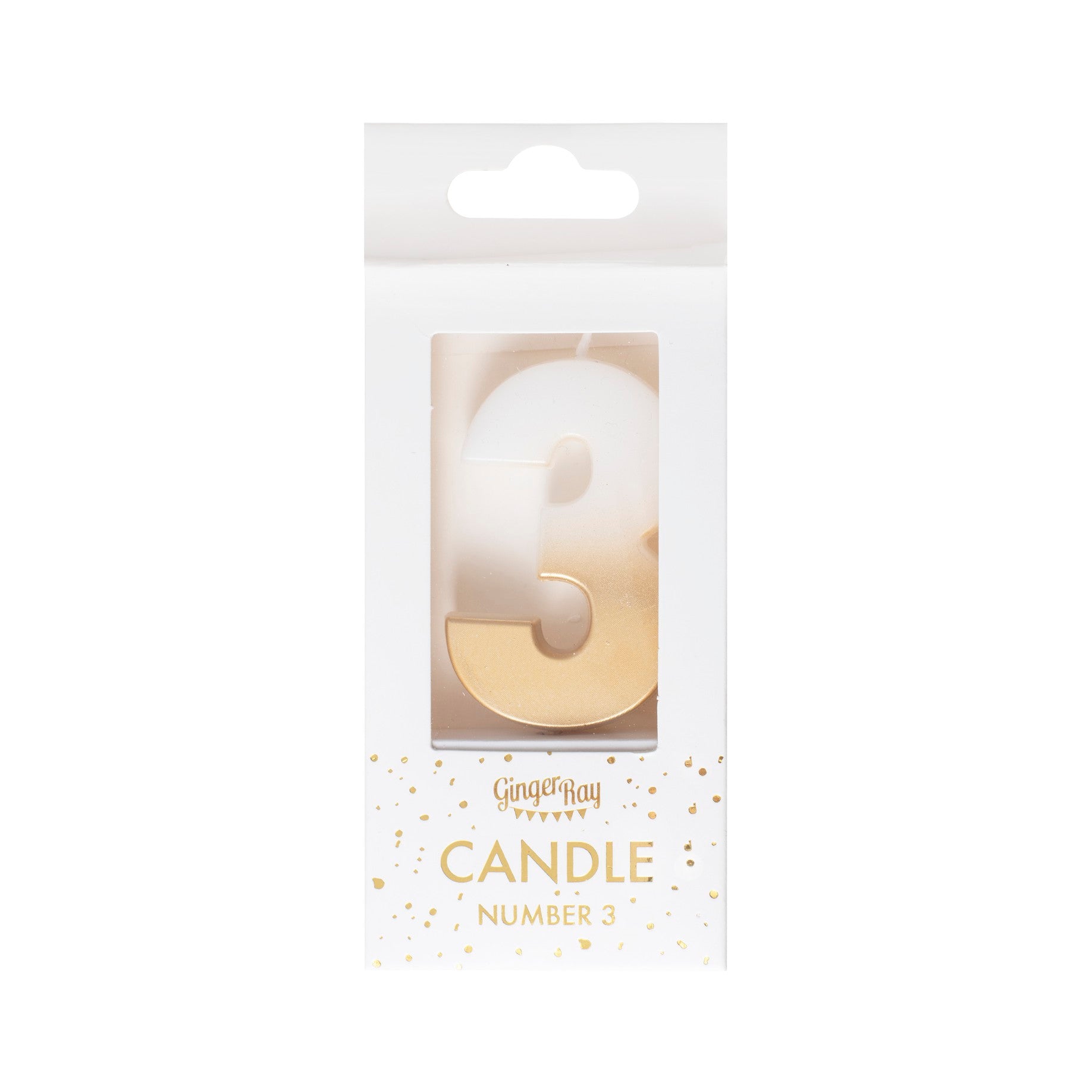 Gold Ombre 3 Number Birthday Candle