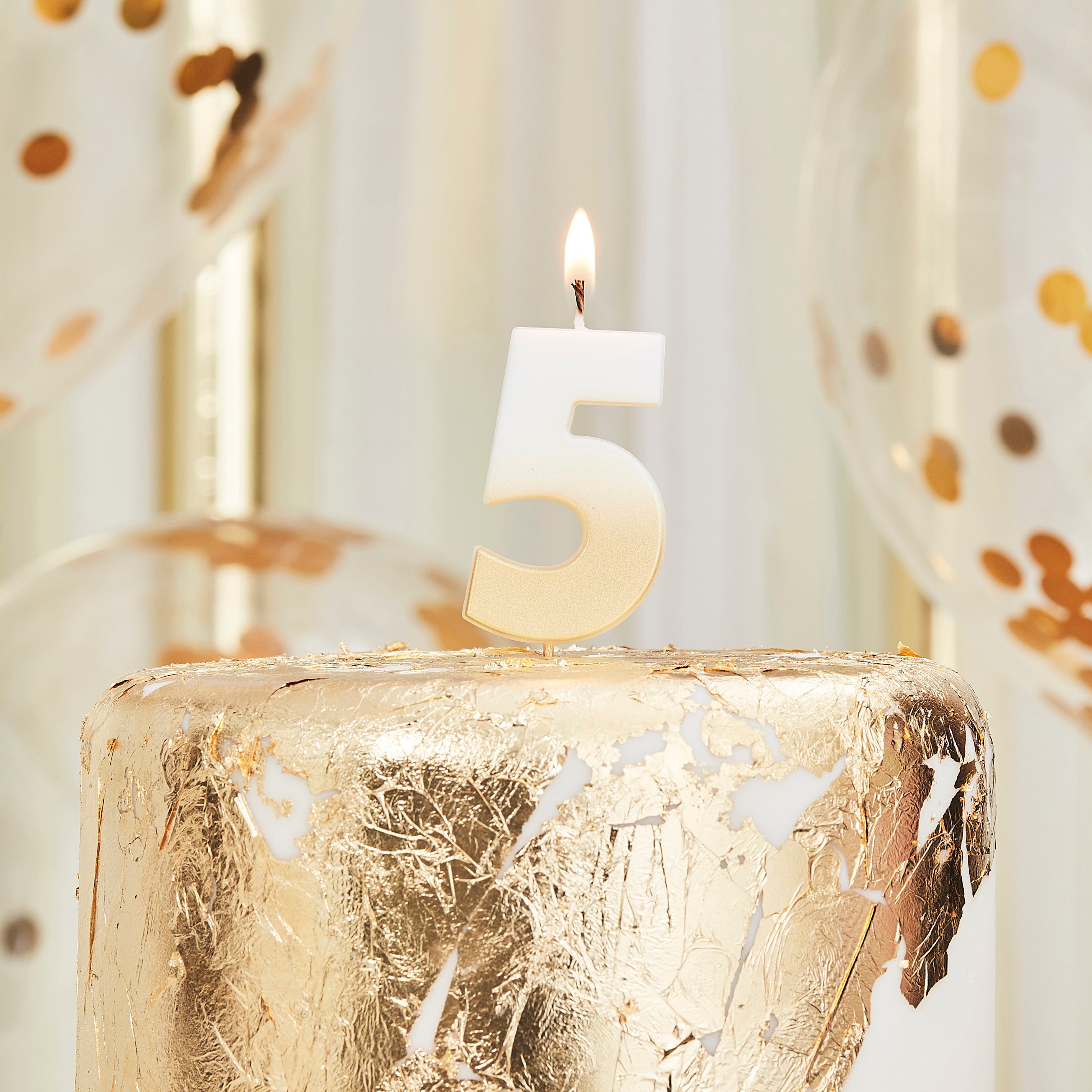 Gold Ombre 5 Number Birthday Candle