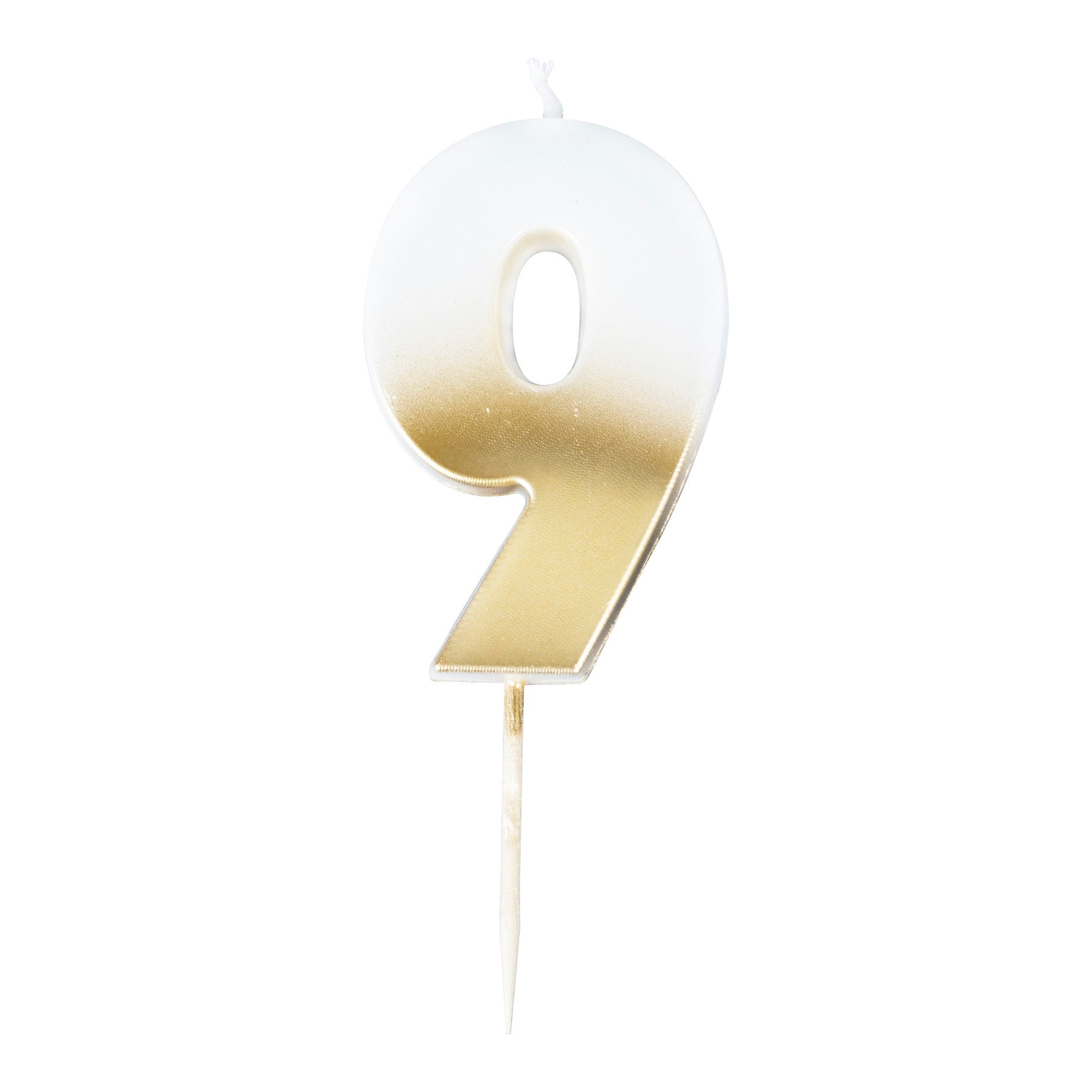 Gold Ombre 9 Number Birthday Candle