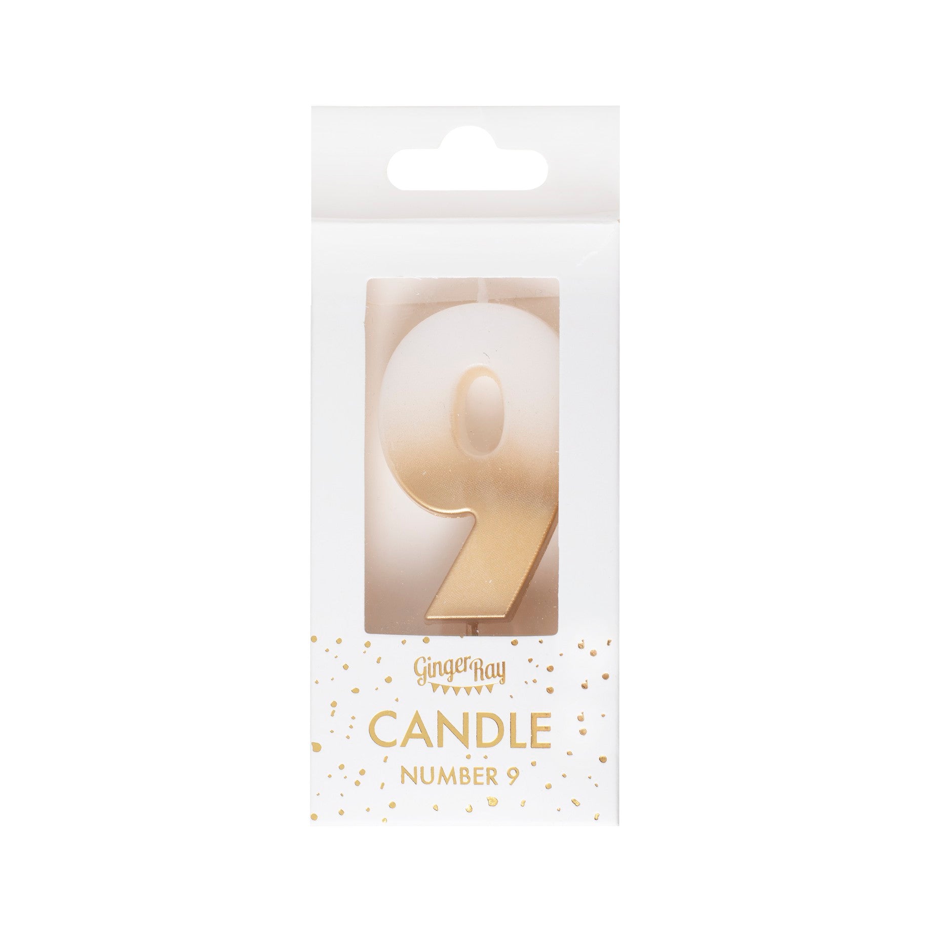 Gold Ombre 9 Number Birthday Candle