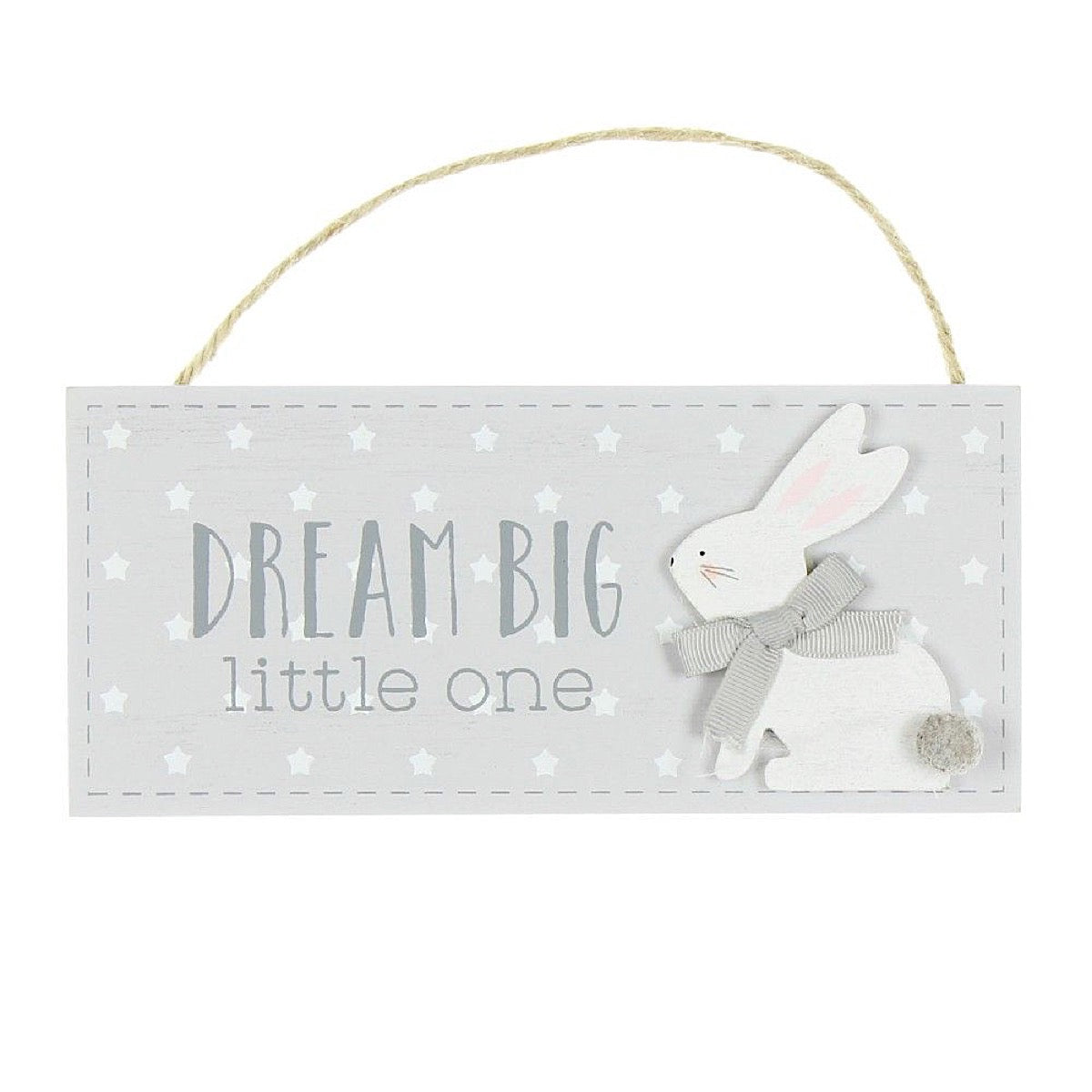 Petit Cheri Dream Big Little One Rabbit Hanging Plaque
