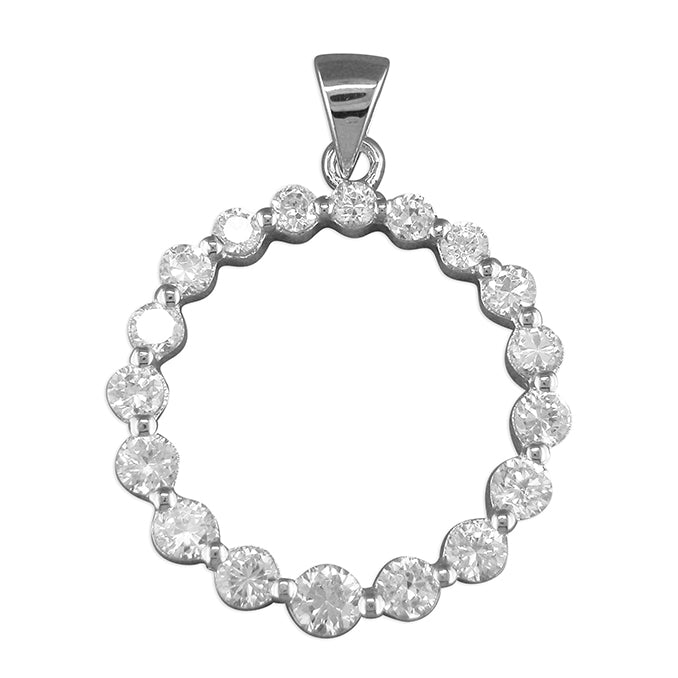 Sterling Silver CZ Open Circle