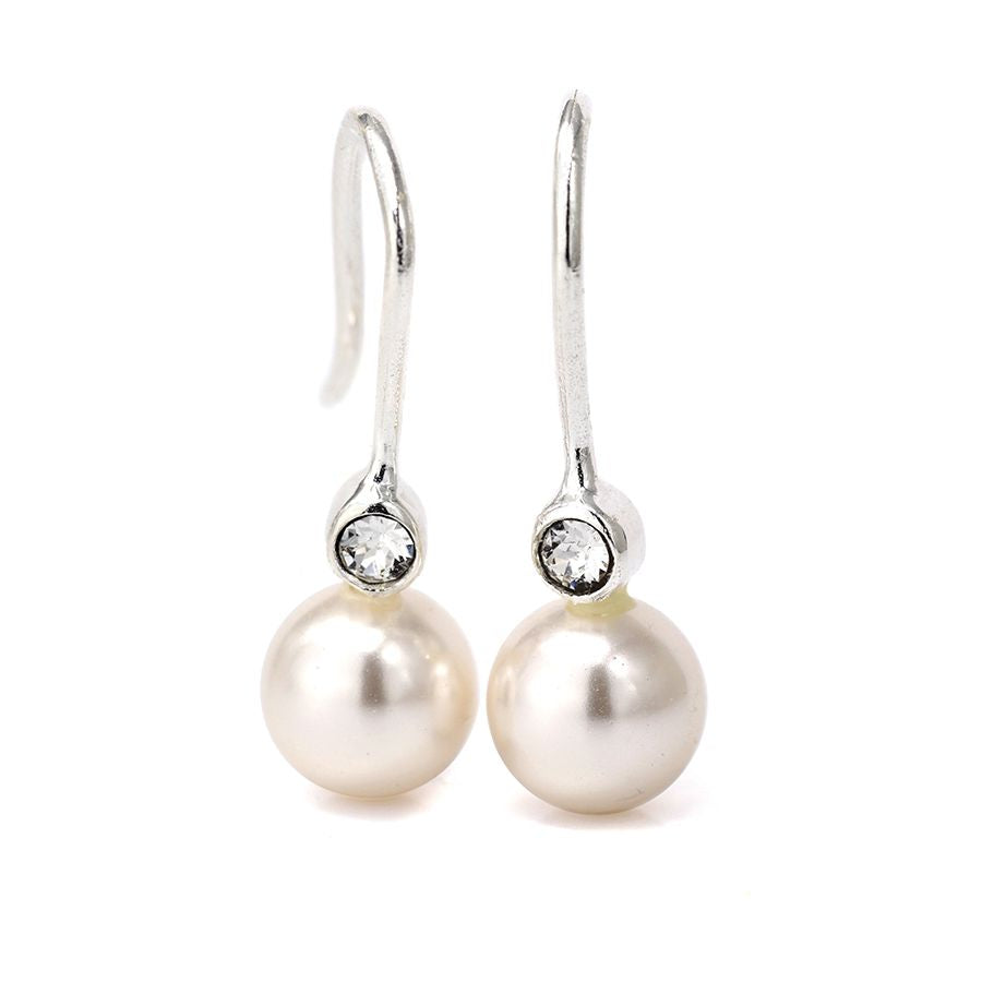 POM Sterling Silver Crystal Pearl Drop Earrings