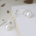 POM Pearl Drop Silver Earrings With Crystal