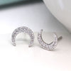 POM Silver Cz Upside Down Moon Studs