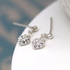 POM Sterling Silver Crystal Heart Drop Earrings