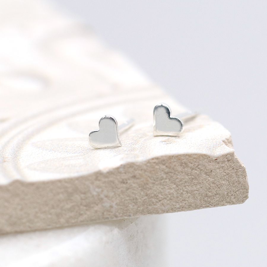 POM Sterling Silver Tiny Heart Stud Earrings