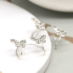 POM Sterling Silver Crystal Butterfly Ear-Cuff Earrings
