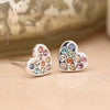 POM Sterling Silver Pastel Rhinestone Heart Earrings