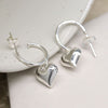 POM Sterling Silver Hoop And Heart Earrings