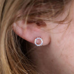 POM Sterling Silver Rainbow Crystal Circle Stud Earrings