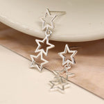 POM Sterling Silver Triple Hanging Star Earrings