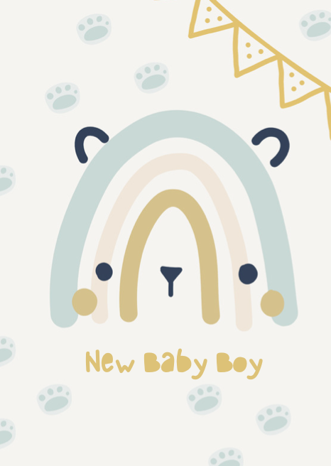 Party Animals New Baby Boy Card