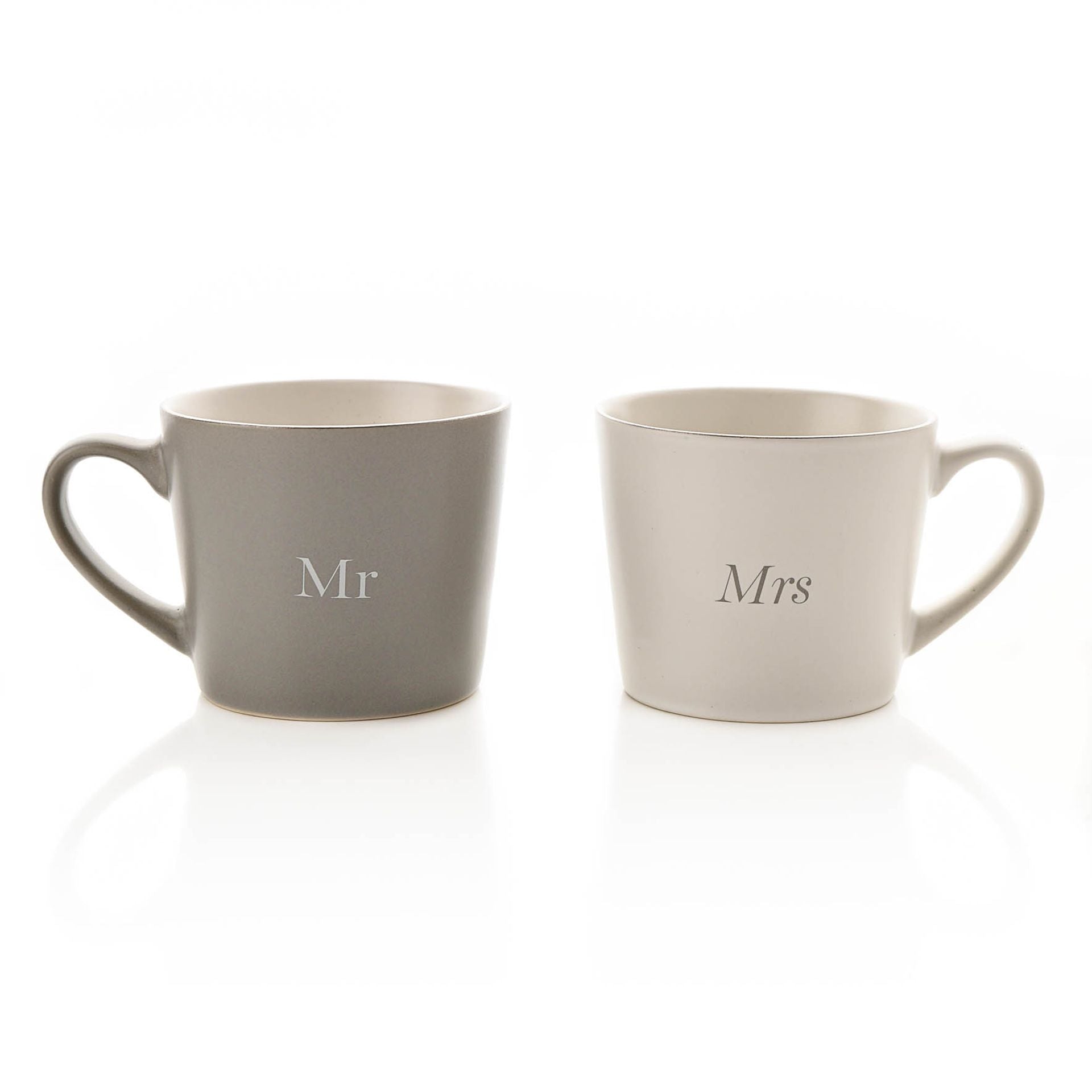 Amore Set Of 2 Grey & White Mugs - Mr & Mrs