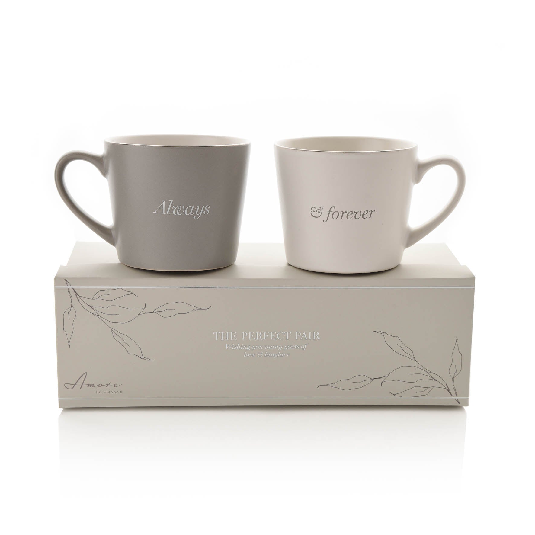 Amore Set Of 2 Grey & White Mugs - Always & Forever