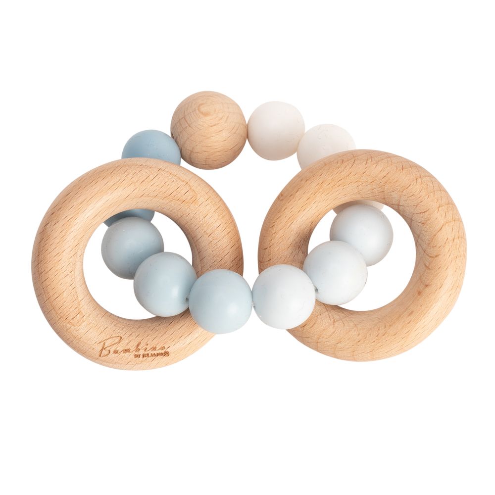 Bambino Wood & Silicone Rings Teether - Blue