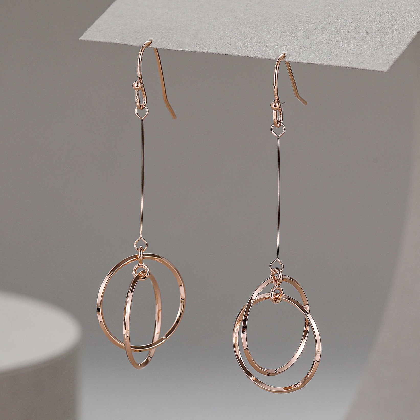 Rose Gold Circular Drop Earrings
