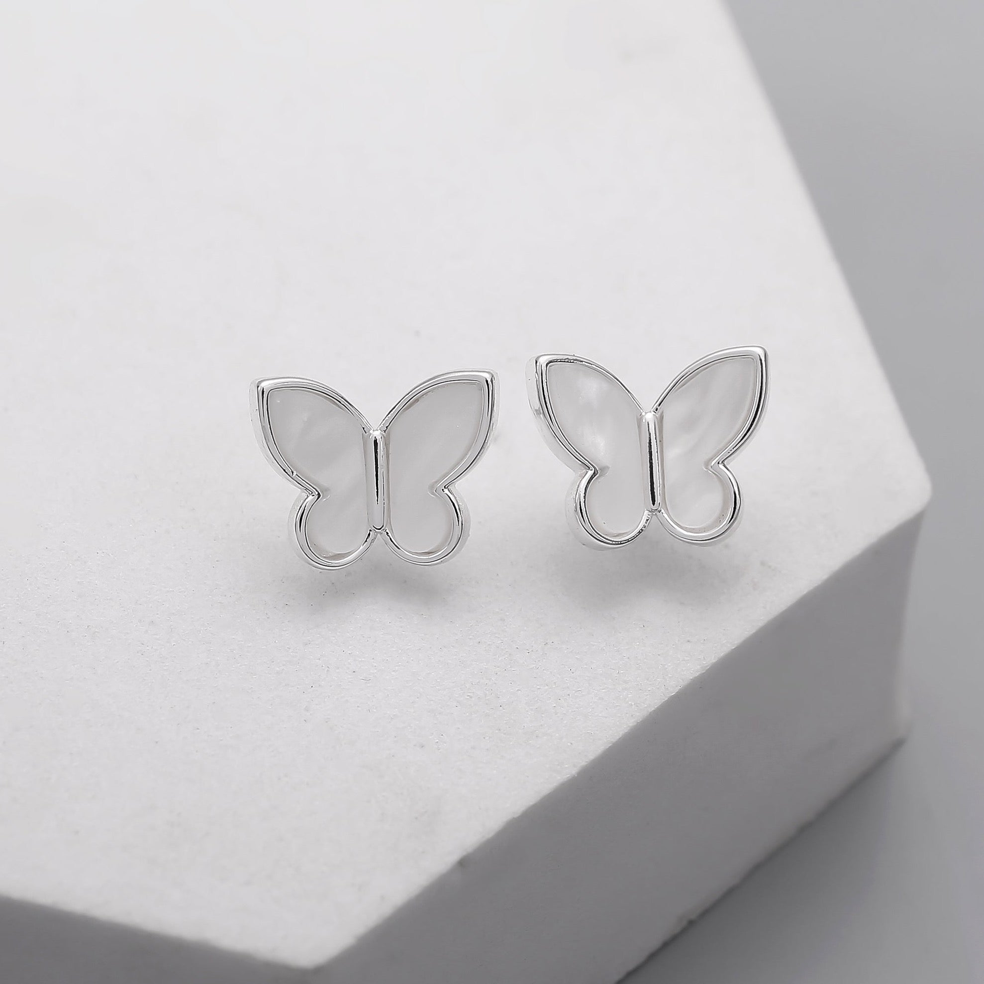 Butterfly Mother Of Pearl Stud Earrings