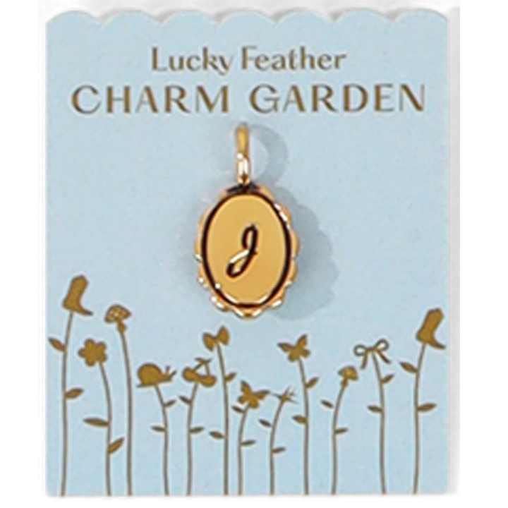 Lucky Feather - Charm Garden - Scalloped Initial Charm - Gold - J