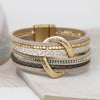 POM Matt Gold Snakeskin Leather Mix Oval Loop Through Bracelet