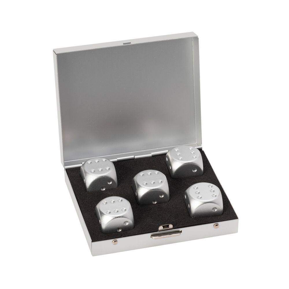 Mad Man Silver Brushed Stainless Steel Dice Set