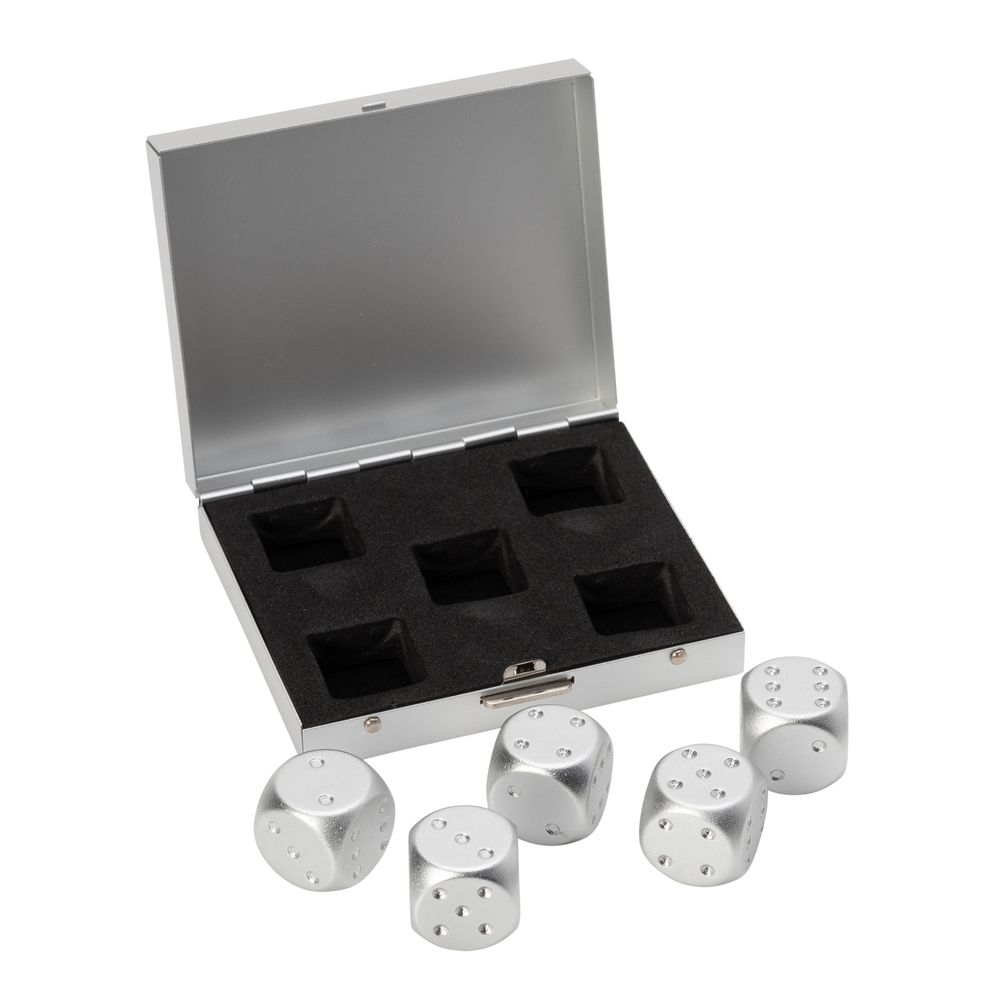Mad Man Silver Brushed Stainless Steel Dice Set