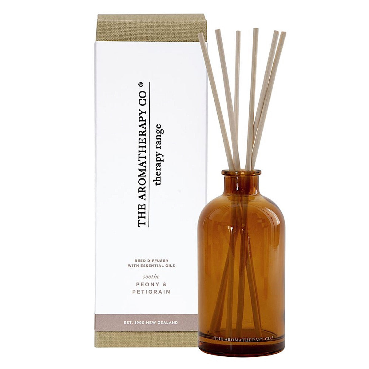 The Aromatherapy Co Therapy Range Soothe Petitgrain & Peony Reed Diffuser at More Than Just A Gift
