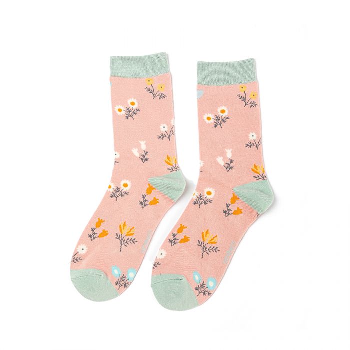 Miss Sparrow Dainty Floral Socks - Dusky Pink