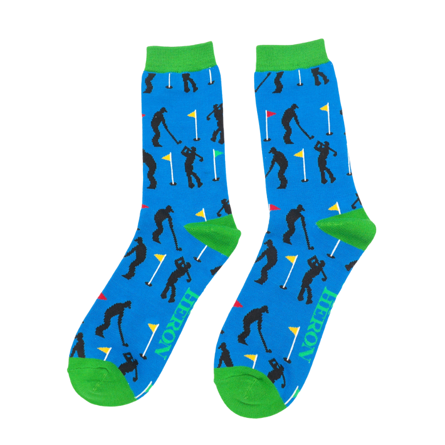 Mr Heron Golfers Bamboo Socks - Blue