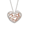 Unique and Co Sterling Silver and Rose Gold Scattered Hearts Pendant